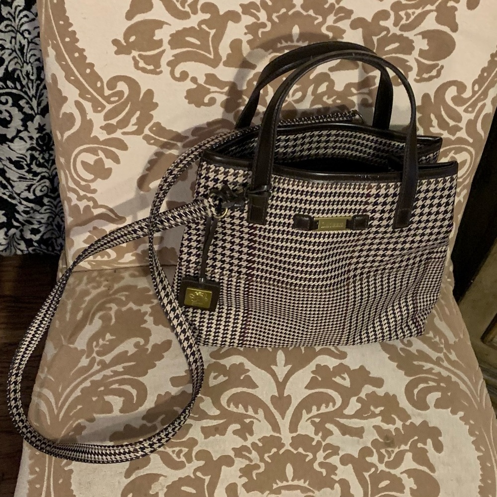 Lauren Ralph Lauren Classic Houndstooth Small Purse Brown